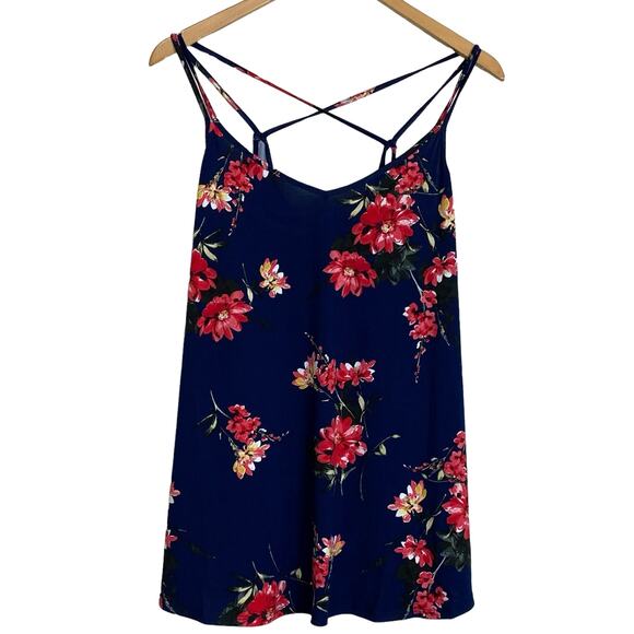 Papermoon Basima Back Detail Knit V-Neck Navy Floral Flowy Top  NEW Size 2X - Picture 3 of 8